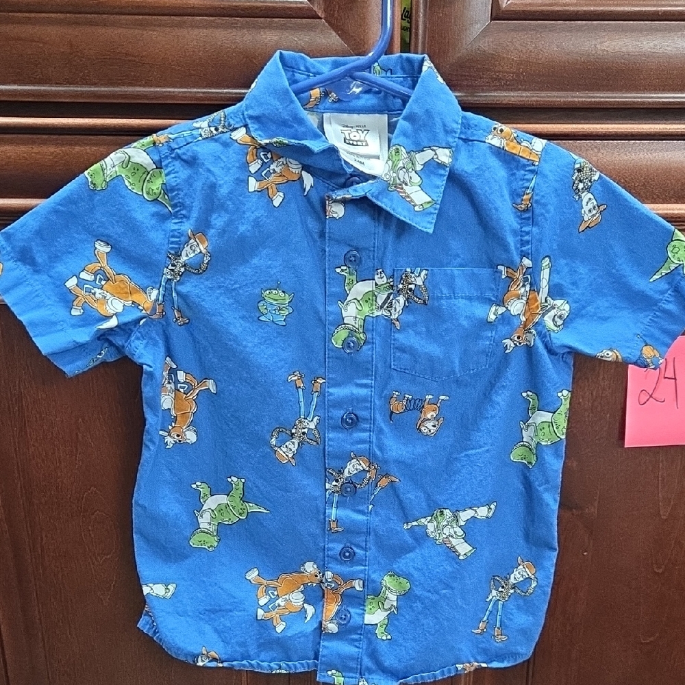 Disney Blue Kids Button-Down Shirt with Characters